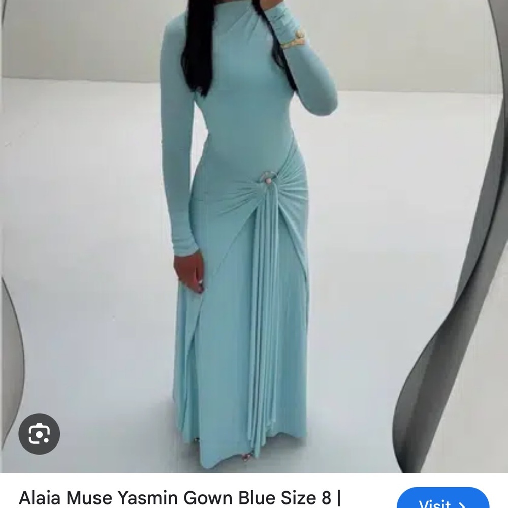 Alaia Muse Light Blue Long Sleeve Dress - Picture 3 of 6